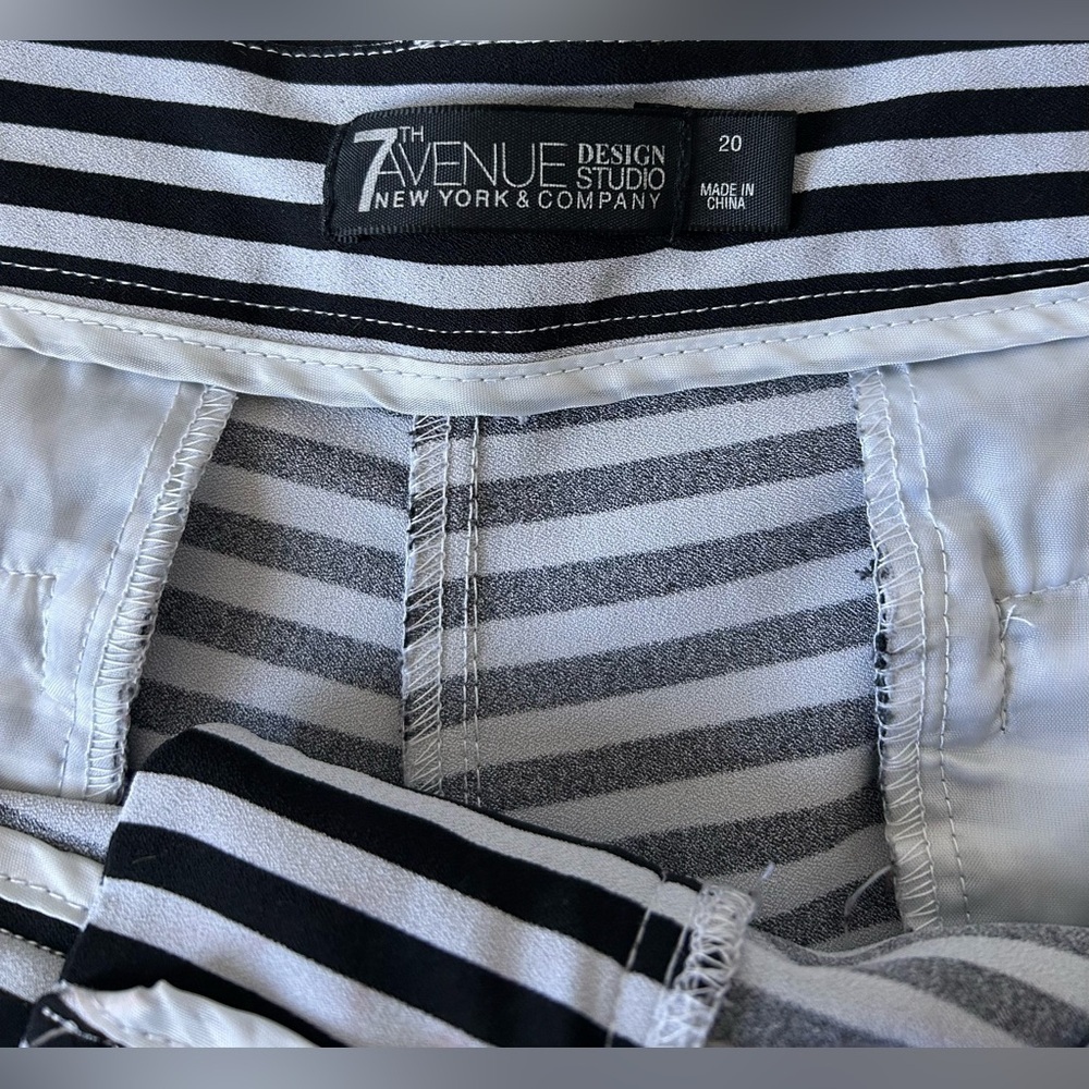 7TH AVE STRIPED WIDE LEG PANTS. GREY/BLACK 20. WRINKLE RESISTANT, POLISHED LOOK - Picture 2 of 11
